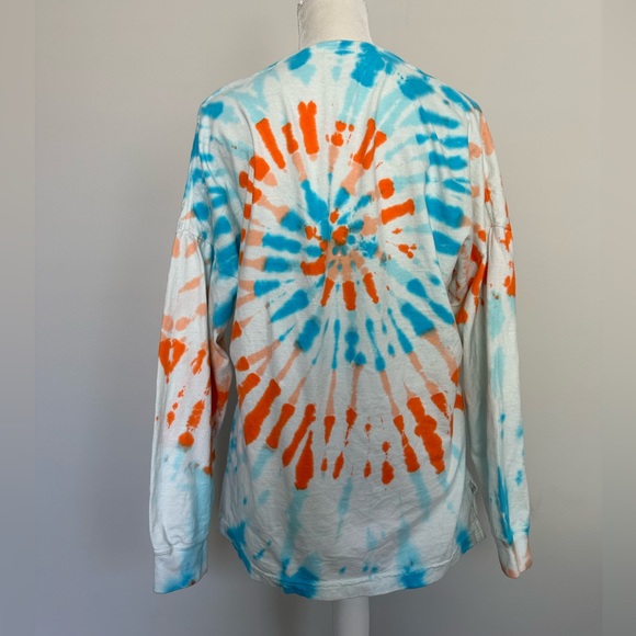 ✨ SOLD ✨ NWOT! Long Sleeve Cotton Spiral Tie Dye Shirt Blue White Orange SM MED - Picture 3 of 4